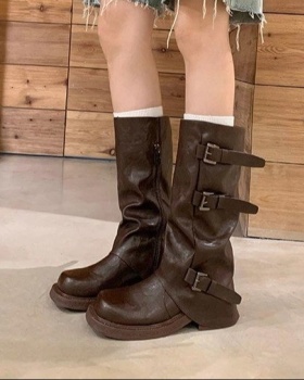Spicegirl thick crust fold half Boots thick denim boots