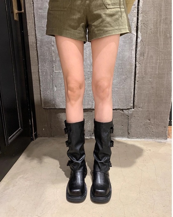 Spicegirl thick crust fold half Boots thick denim boots
