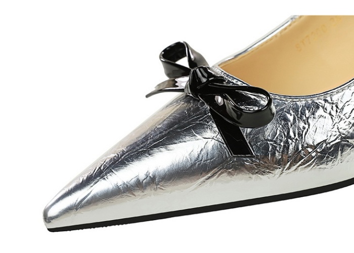 Pointed bow temperament slipsole shoes for women