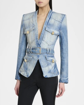 Personality temperament belt slim jacket for women