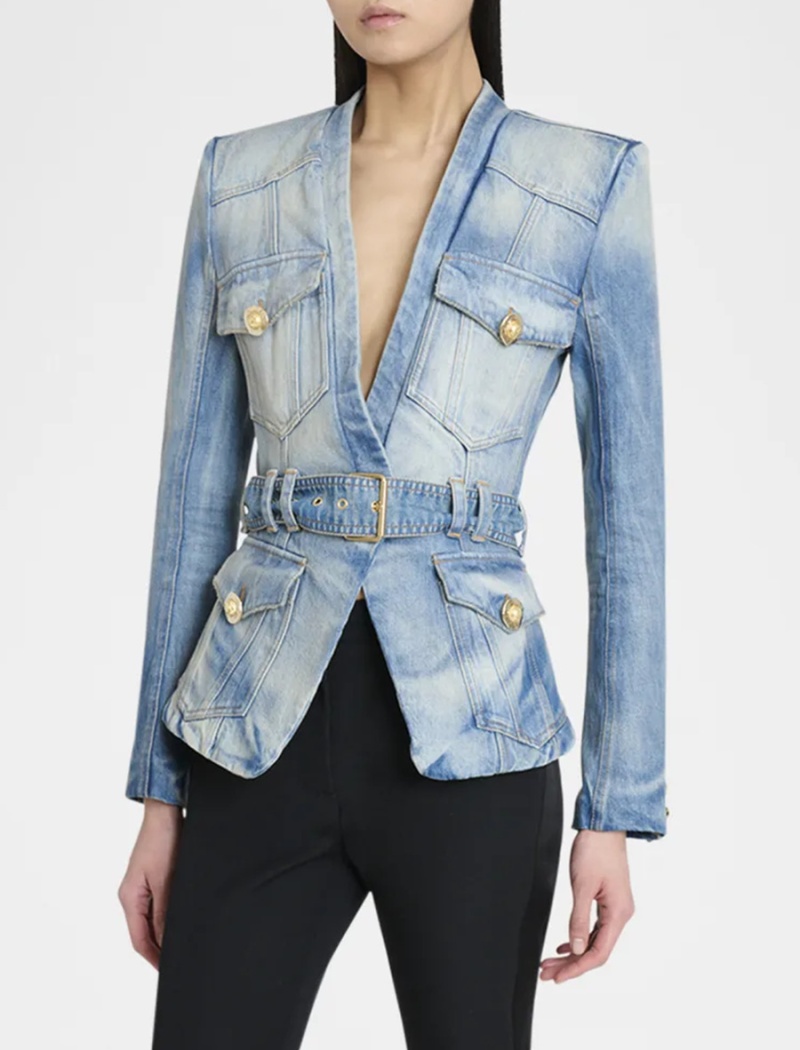 Personality temperament belt slim jacket for women