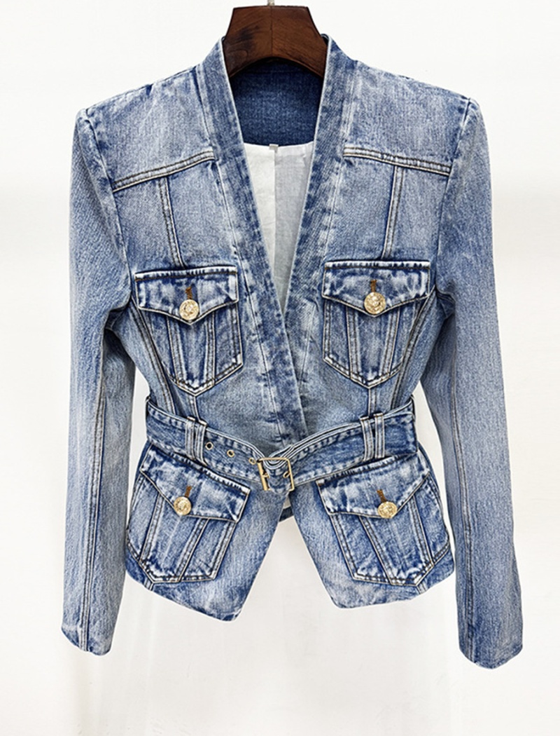 Personality temperament belt slim jacket for women