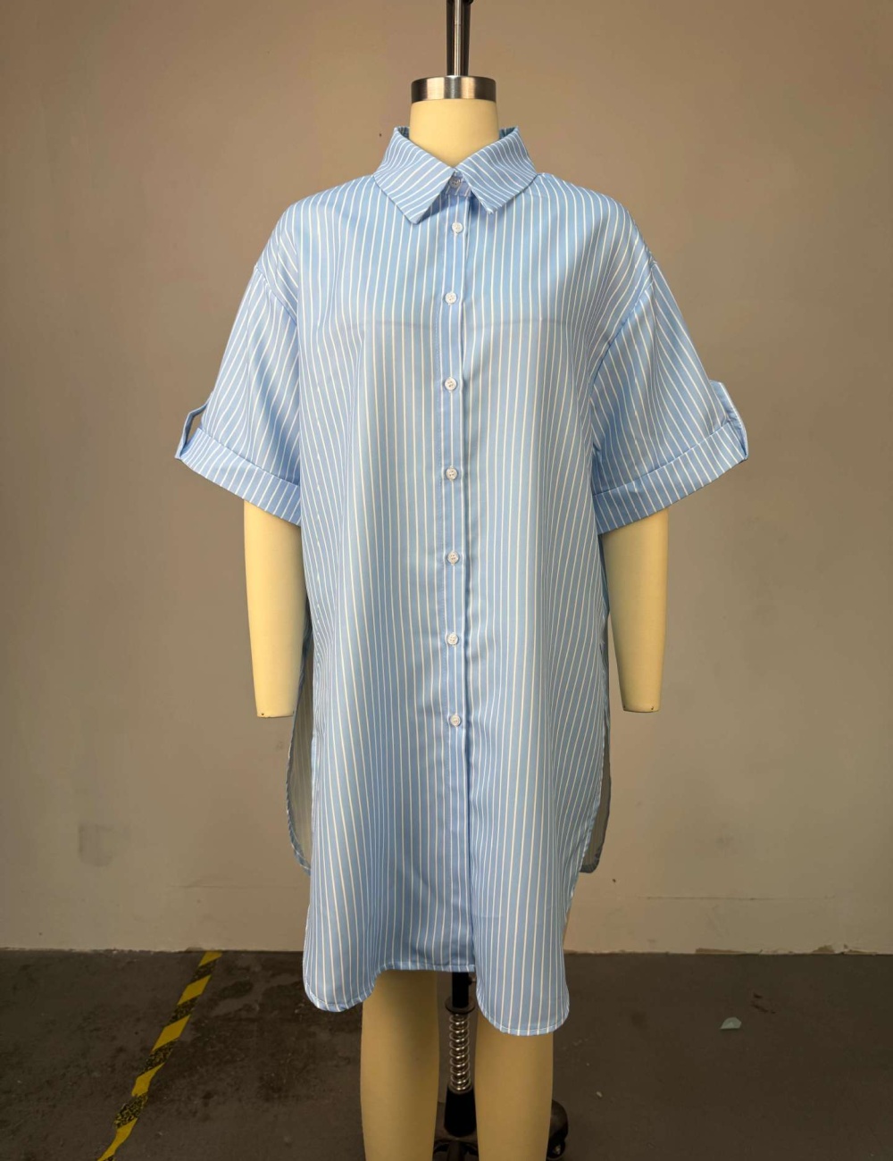 Short sleeve fashion shirt single-breasted long tops for women