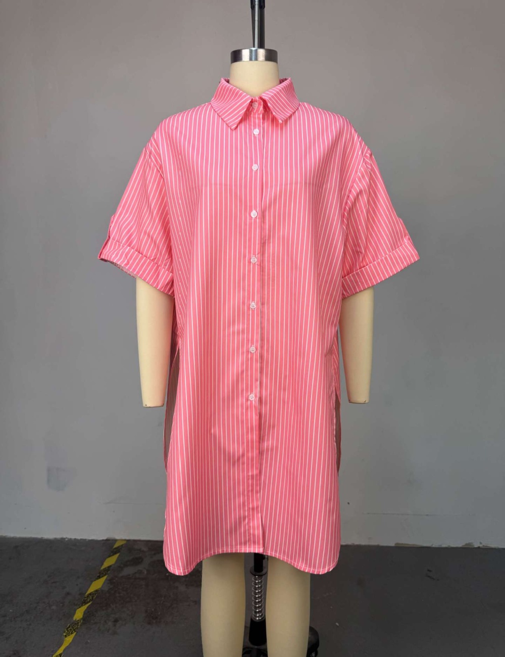 Short sleeve fashion shirt single-breasted long tops for women