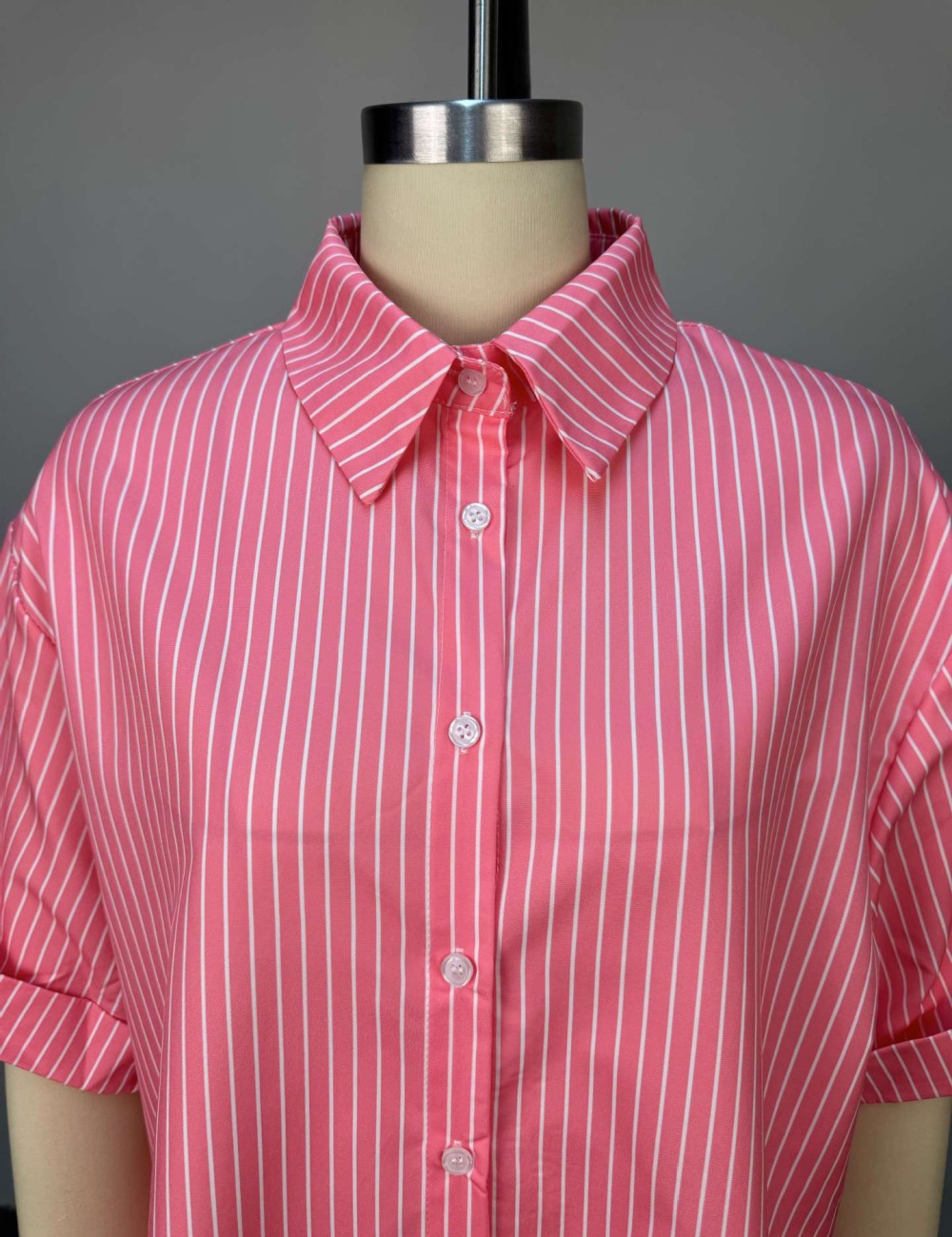 Short sleeve fashion shirt single-breasted long tops for women