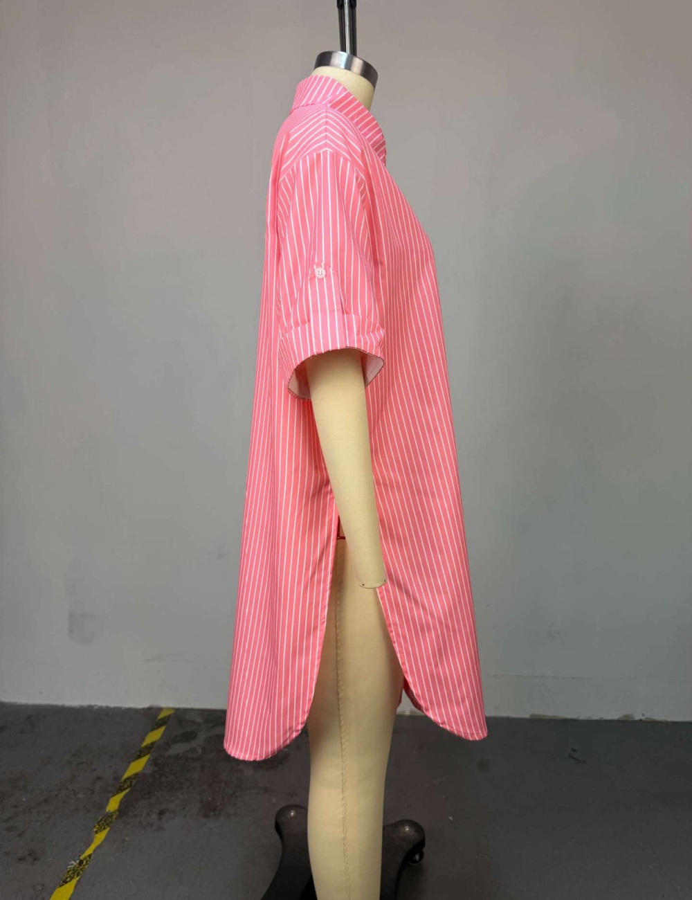 Short sleeve fashion shirt single-breasted long tops for women