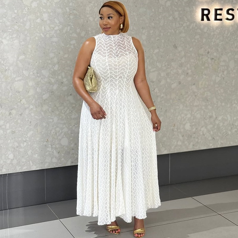 Temperament sleeveless autumn slim lace dress for women