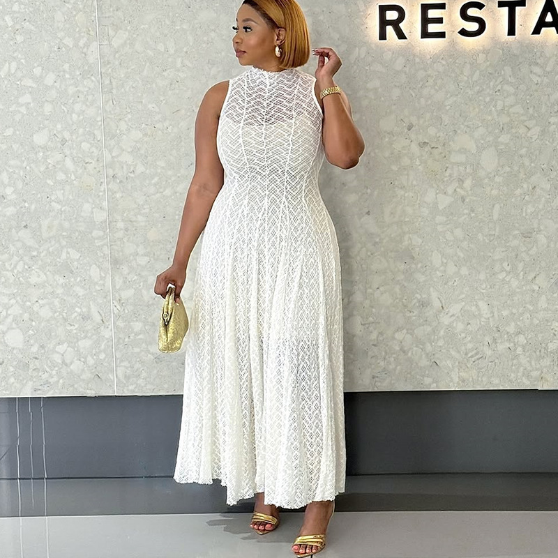 Temperament sleeveless autumn slim lace dress for women