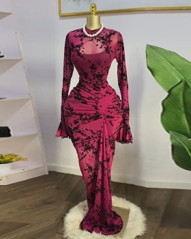 Fresh dress printing long dress for women