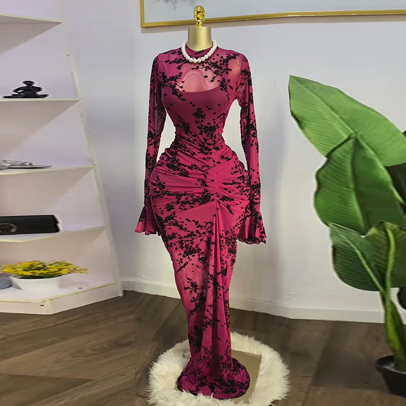 Fresh dress printing long dress for women