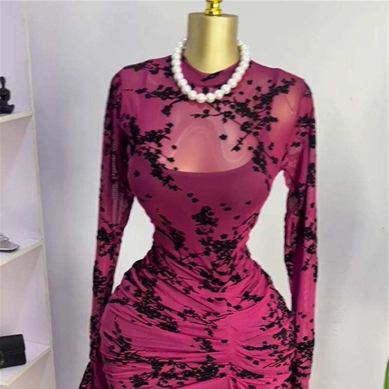 Fresh dress printing long dress for women
