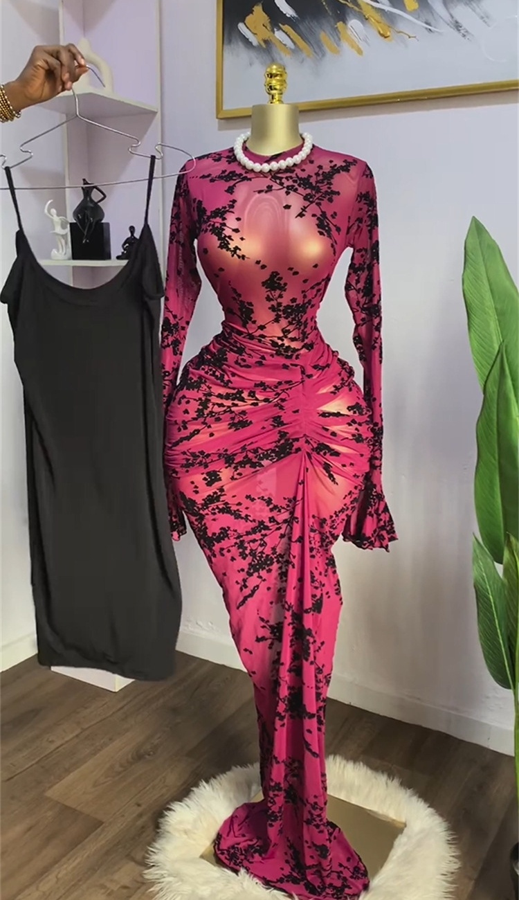 Fresh dress printing long dress for women
