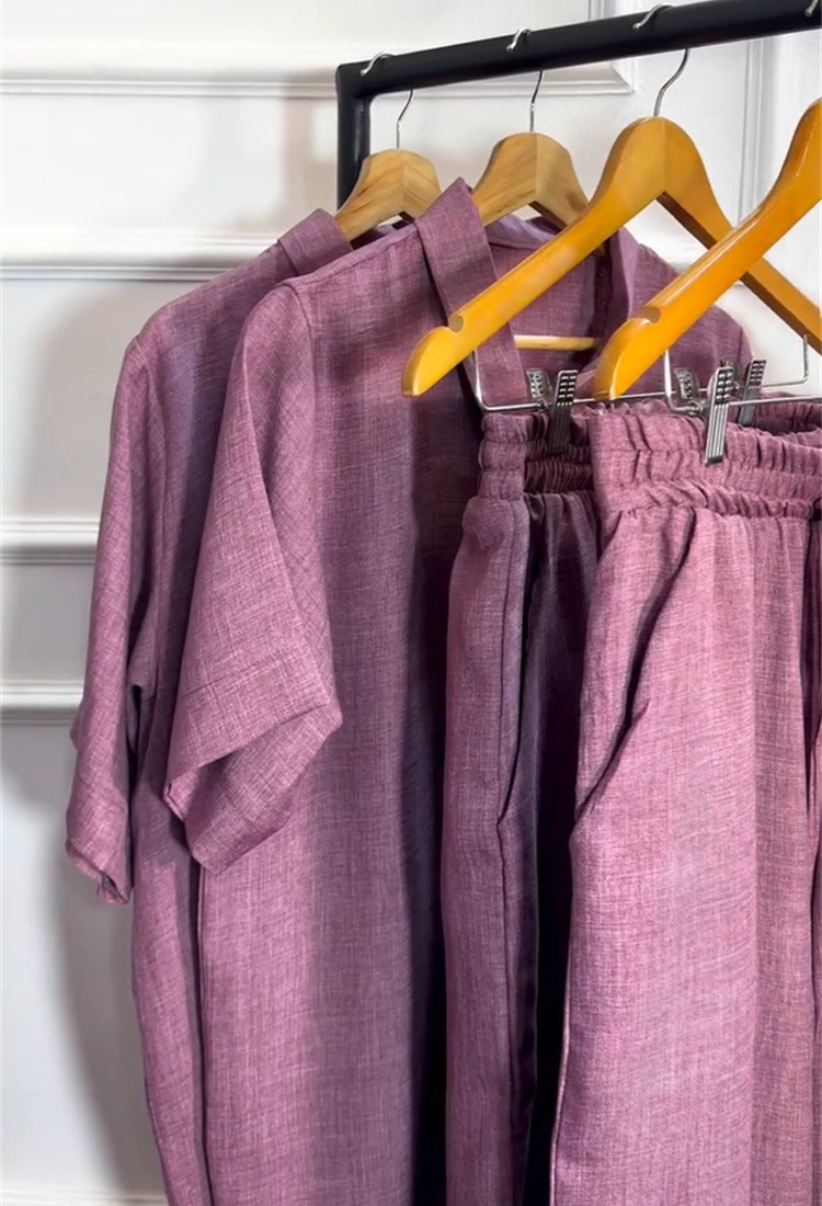 Wide leg long pants autumn shirt a set for women