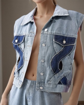Splice mixed colors coat summer personality waistcoat