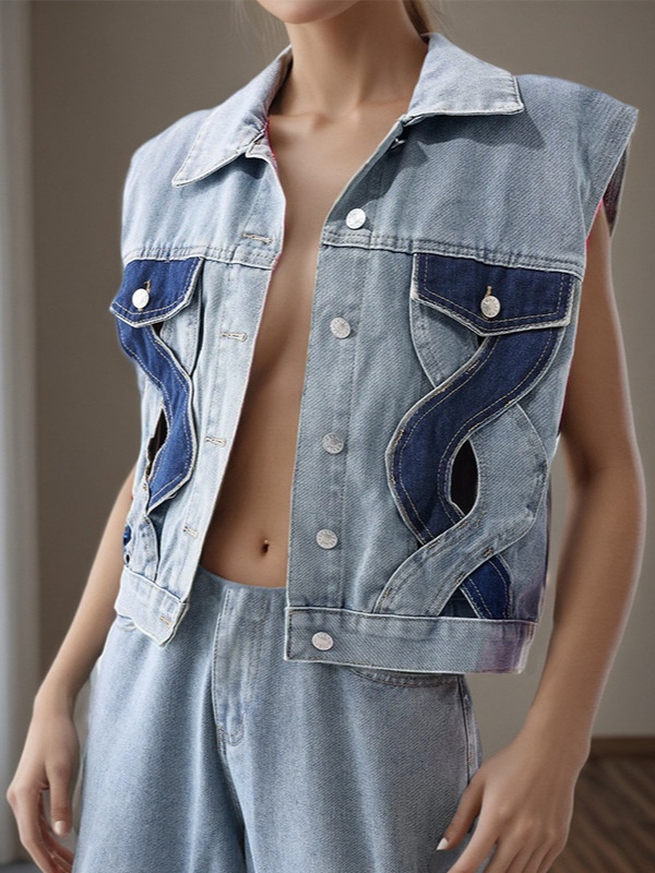 Splice mixed colors coat summer personality waistcoat