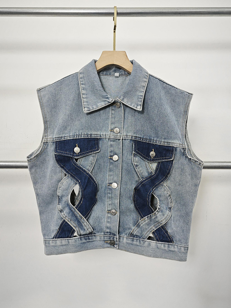 Splice mixed colors coat summer personality waistcoat