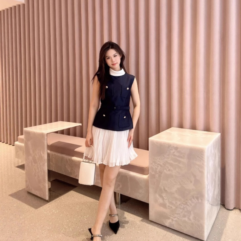 Mixed colors sleeveless dress chiffon T-back for women