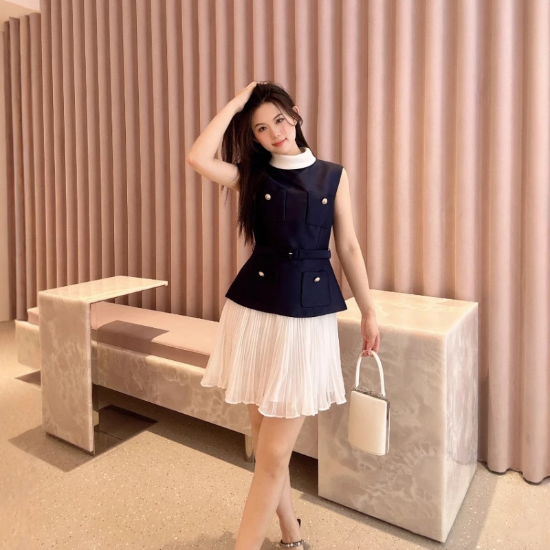 Mixed colors sleeveless dress chiffon T-back for women