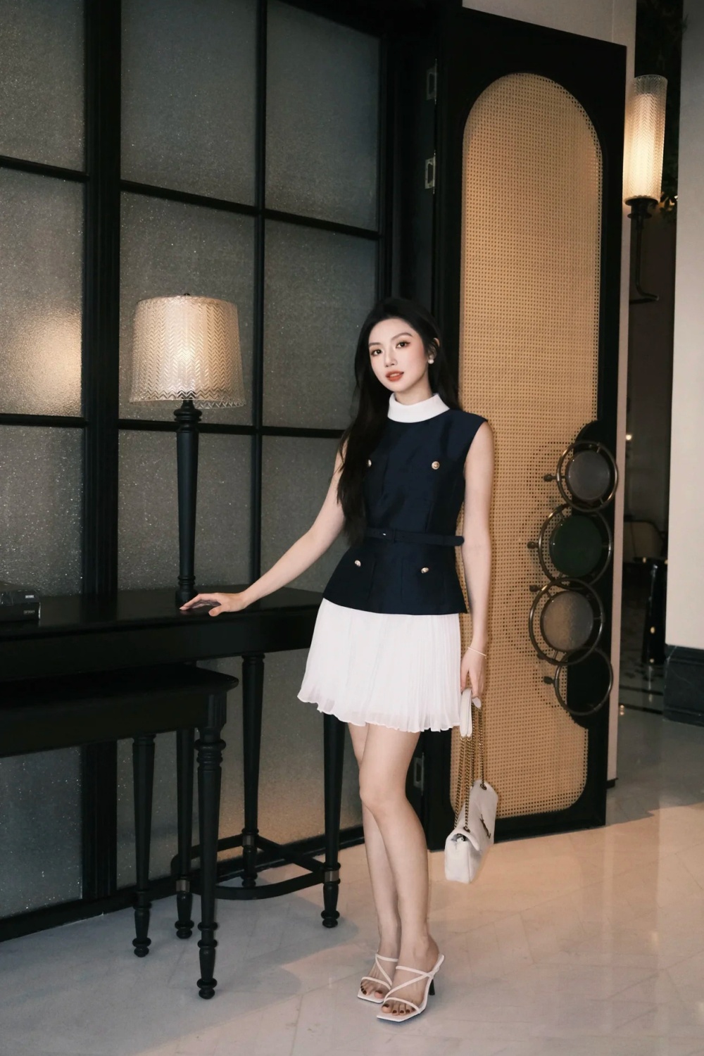 Mixed colors sleeveless dress chiffon T-back for women