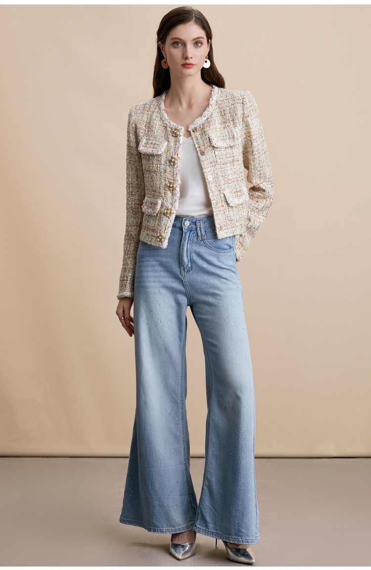 Chanelstyle sequins commuting France style coarse flower coat