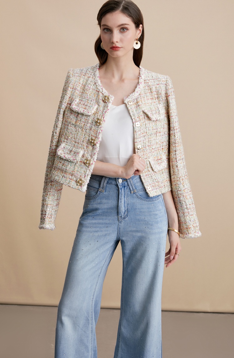 Chanelstyle sequins commuting France style coarse flower coat
