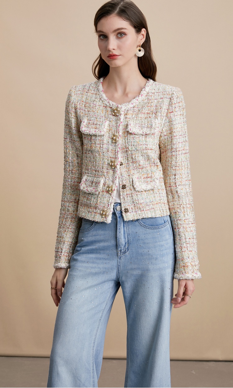 Chanelstyle sequins commuting France style coarse flower coat