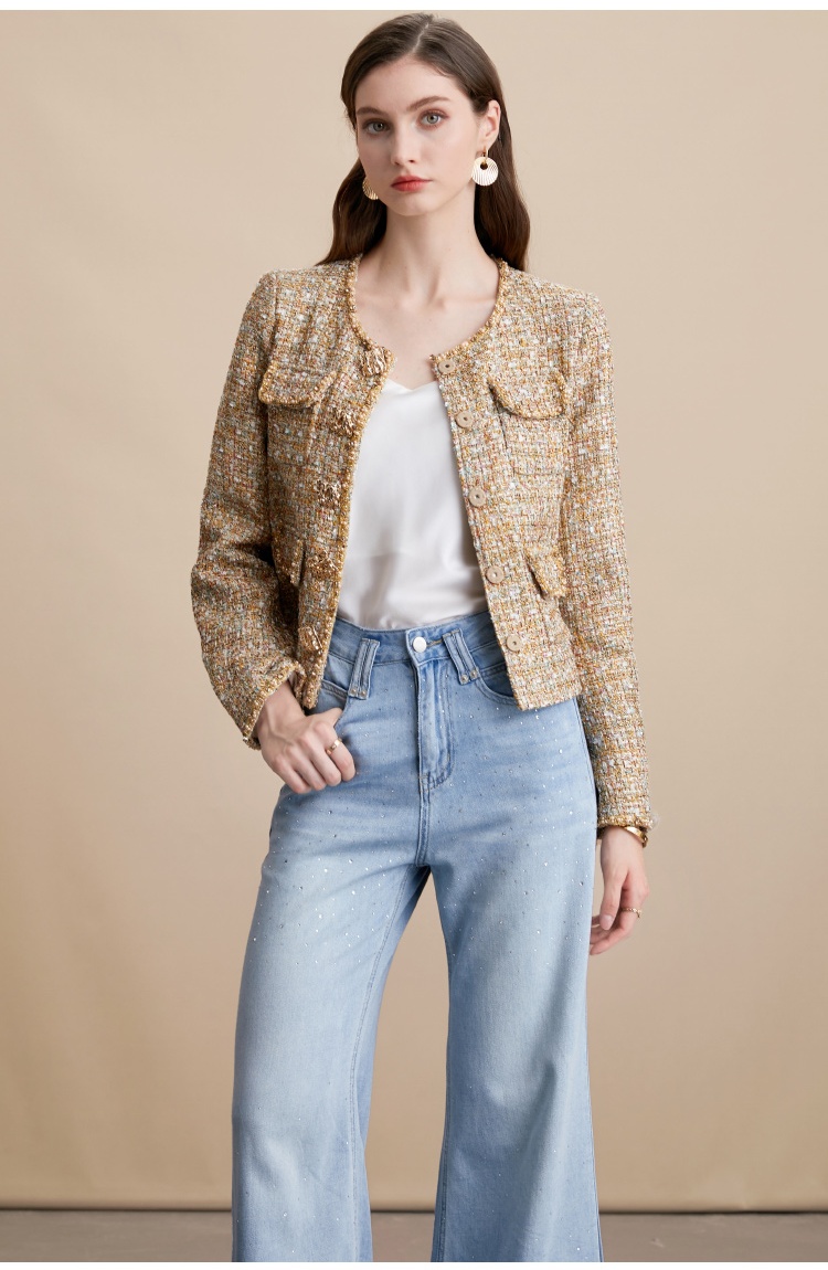Mixed color short chanelstyle temperament coat