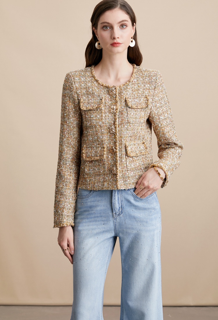 Mixed color short chanelstyle temperament coat