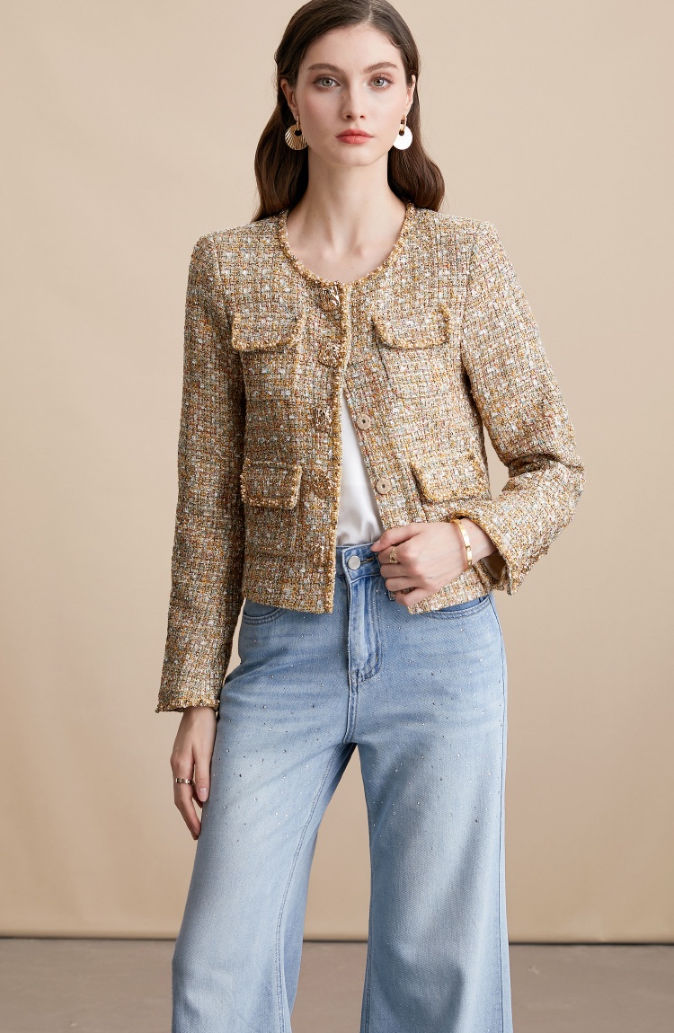Mixed color short chanelstyle temperament coat