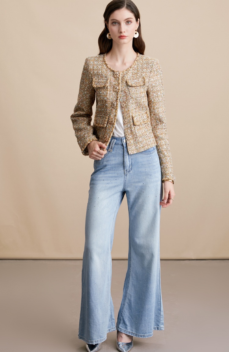Mixed color short chanelstyle temperament coat
