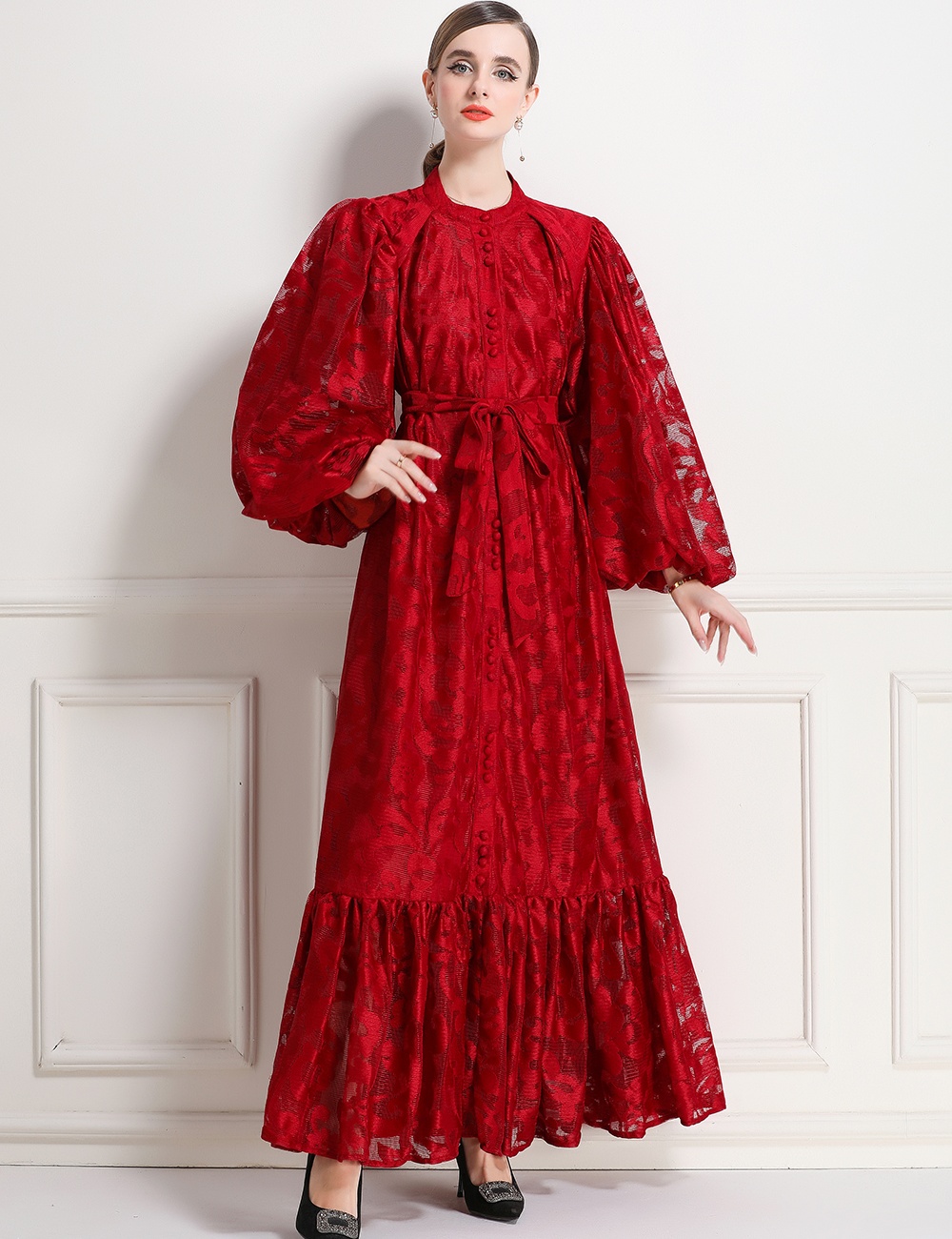 Lengthen frenum lace dress