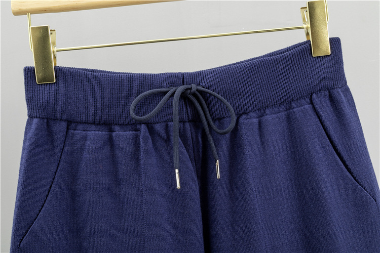 Fashion wide leg pants knitted sweater 2pcs set for women