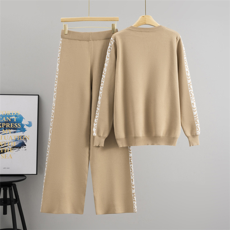 Autumn long sleeve tops fashion sweater 2pcs set for women