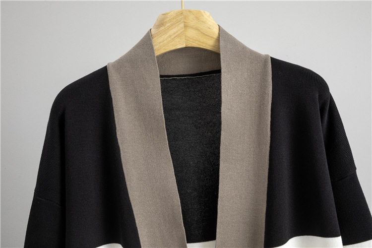 European style long cardigan autumn knitted vest 3pcs set
