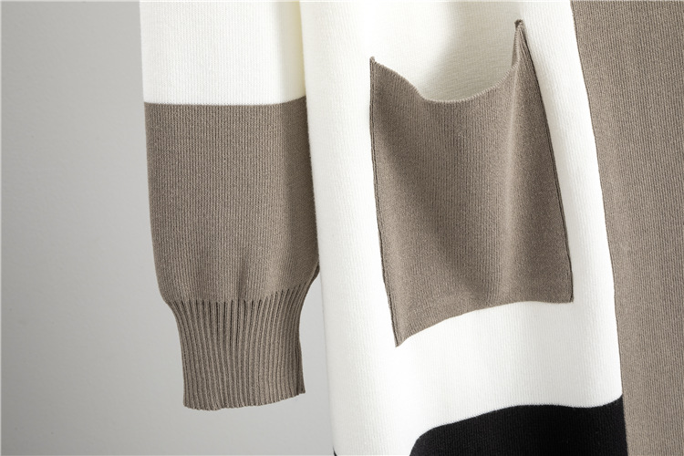 European style long cardigan autumn knitted vest 3pcs set