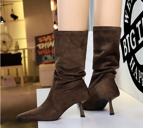 Fold broadcloth boots middle cylinder short boots