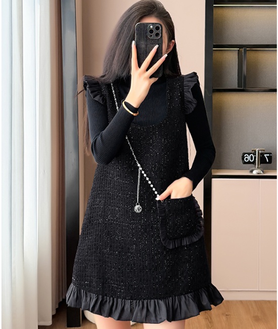 Loose sleeveless dress bottoming shirt 2pcs set