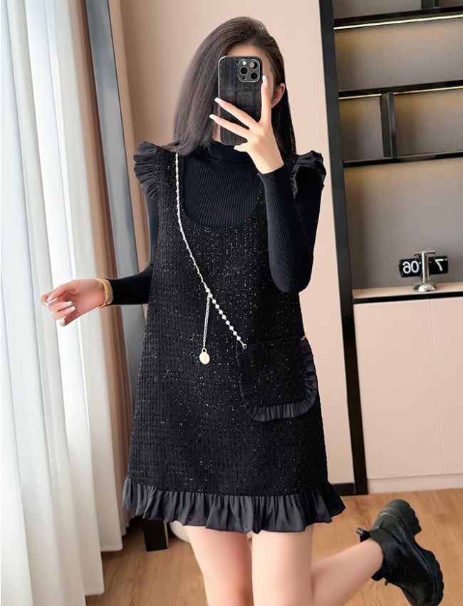 Loose sleeveless dress bottoming shirt 2pcs set