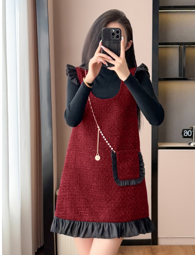 Loose sleeveless dress bottoming shirt 2pcs set