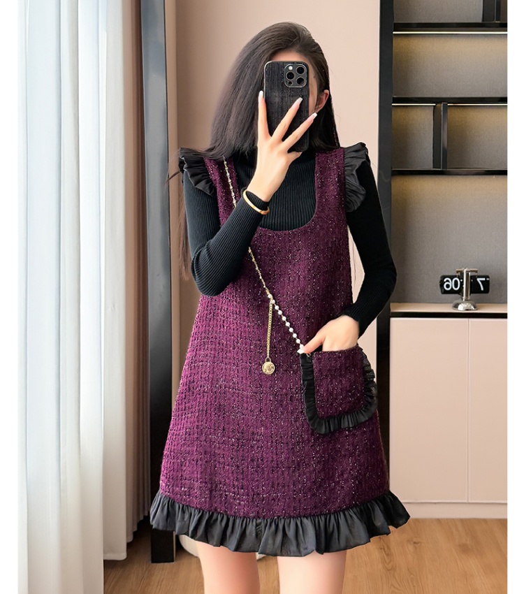 Loose sleeveless dress bottoming shirt 2pcs set
