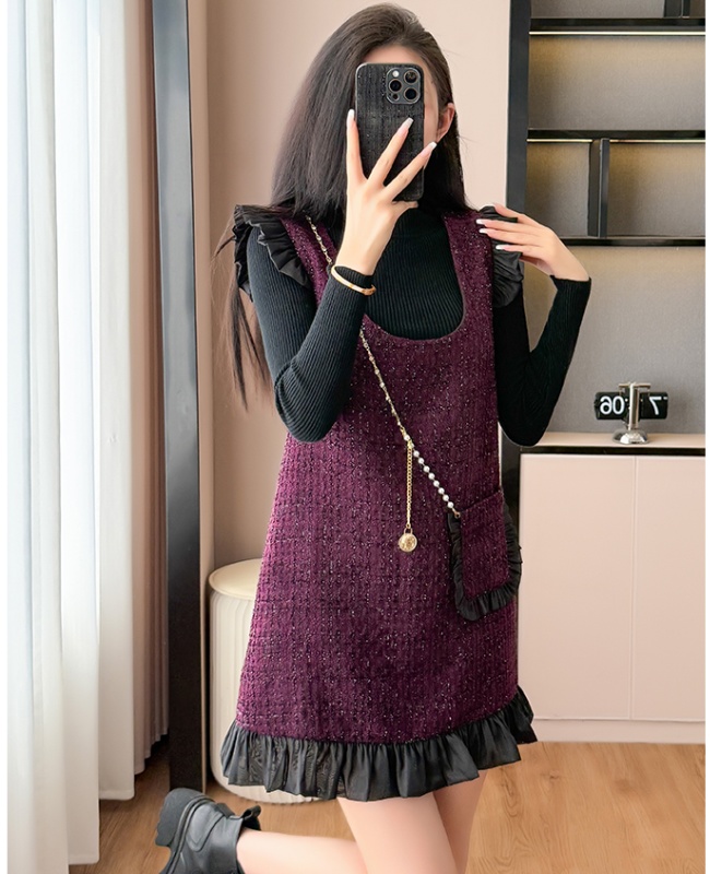 Loose sleeveless dress bottoming shirt 2pcs set