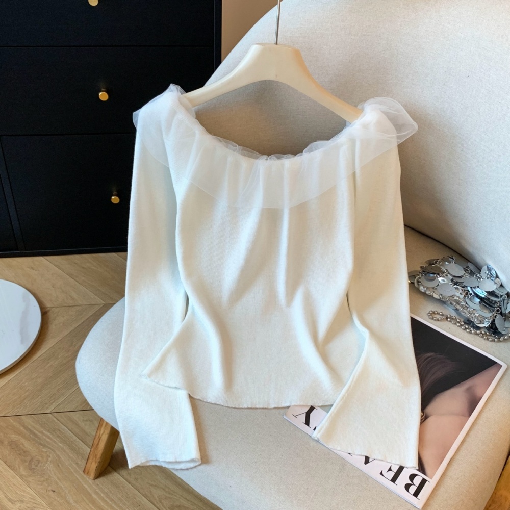 Bottoming horizontal collar T-shirt autumn tops
