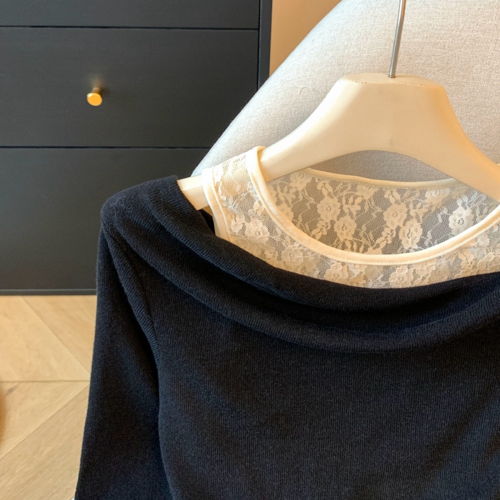 Lace inside the ride tops niche slim sweater for women