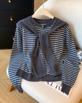 Knitted navy waistcoat bandage Korean style tops