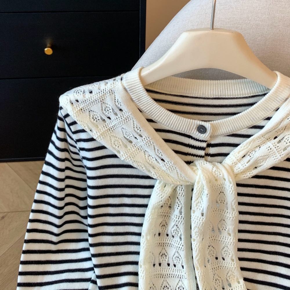 Knitted navy waistcoat bandage Korean style tops