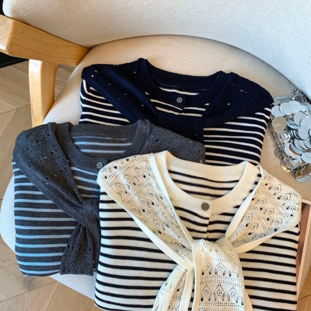 Knitted navy waistcoat bandage Korean style tops