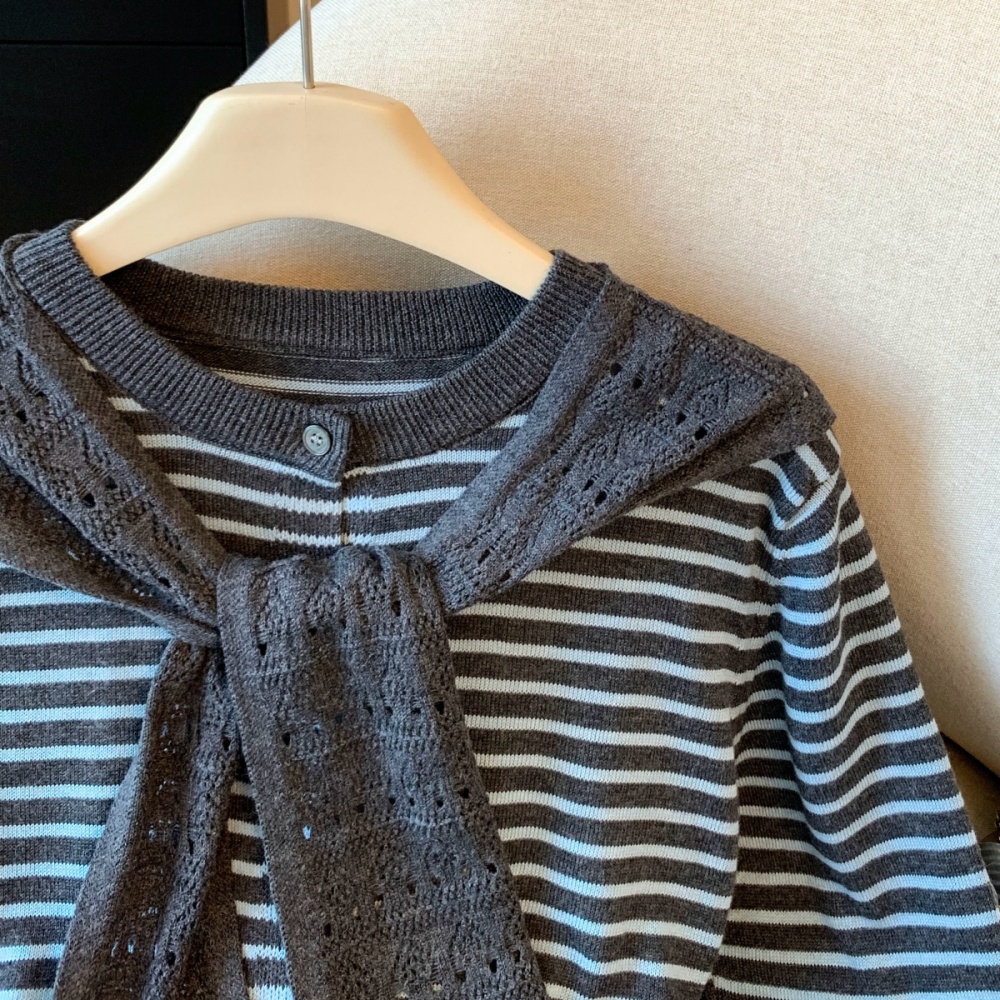 Knitted navy waistcoat bandage Korean style tops