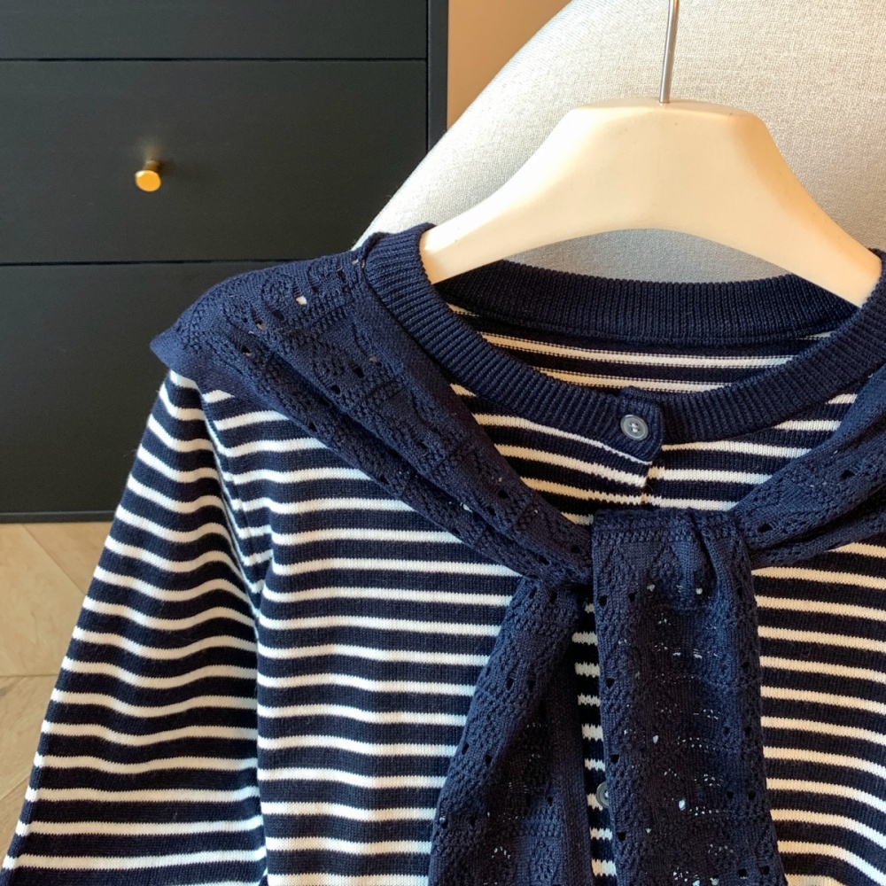 Knitted navy waistcoat bandage Korean style tops
