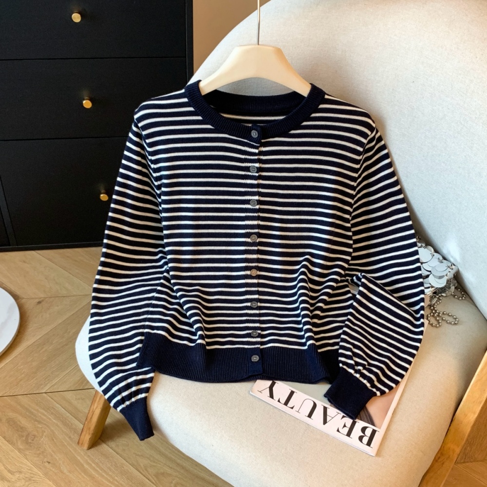 Knitted navy waistcoat bandage Korean style tops