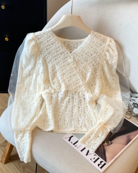 Lady slim puff sleeve tops autumn tender temperament shirts